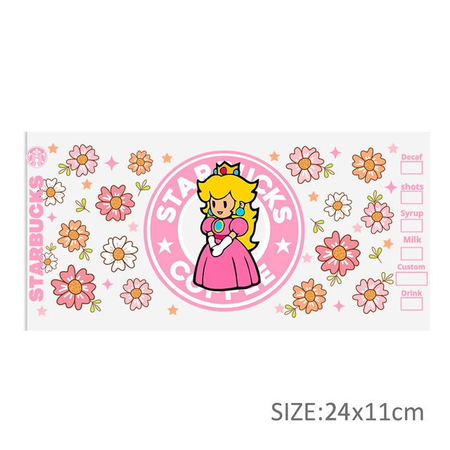 Super Mario Princess Peach UV DTF Glass Can Wrap FeeFiFauxLeather