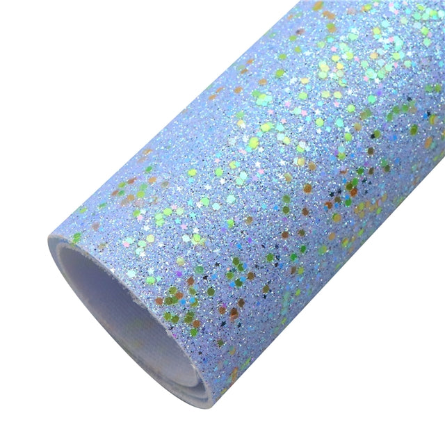Holographic Chunky Glitter Printed Faux Leather FeeFiFauxLeather