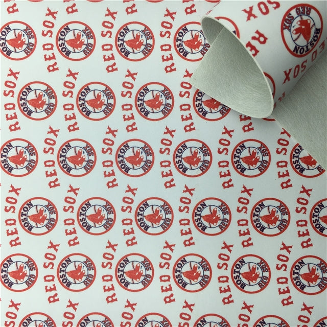 Red Sox Baseball Printed Faux Leather FeeFiFauxLeather