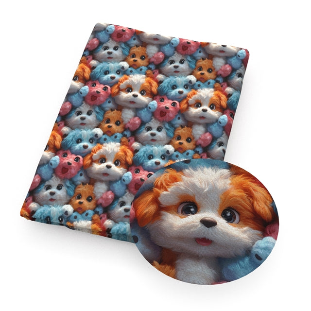 Cute Dogs Smooth Printed Faux Leather Sheet FeeFiFauxLeather