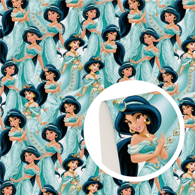 Princess Jasmine Print Smooth Faux Leather Sheet FeeFiFauxLeather