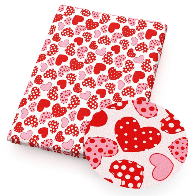 Valentine Hearts Printed Faux Leather Sheet FeeFiFauxLeather