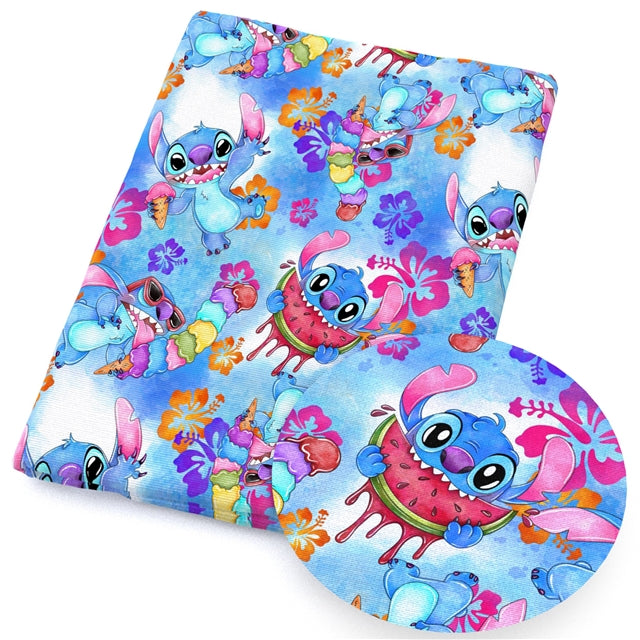 Blue Alien Bullet Printed Fabric FeeFiFauxLeather