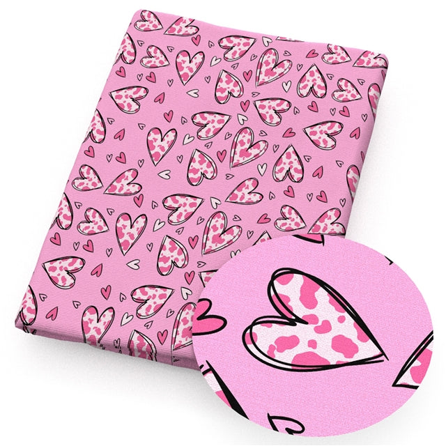 Hearts Valentine Printed Faux Leather FeeFiFauxLeather