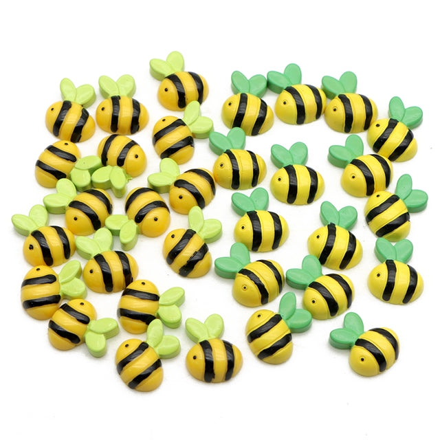 3-D Light Green Bees Acrylic Resin 5 piece set FeeFiFauxLeather