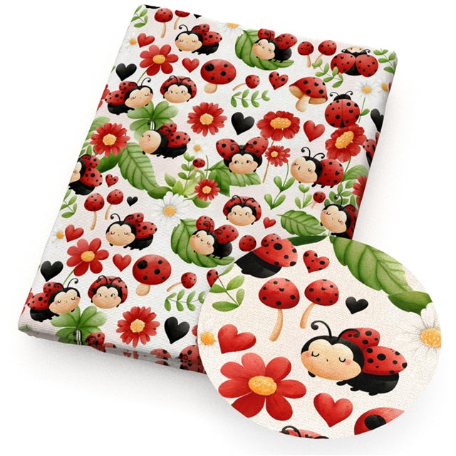 Ladybugs Printed Faux Leather FeeFiFauxLeather