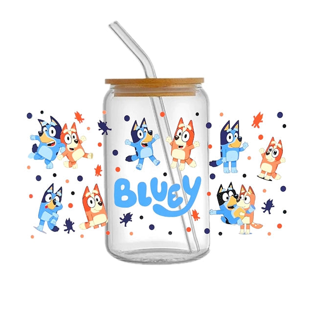 Blue Dog UV DTF Glass Can Wrap FeeFiFauxLeather