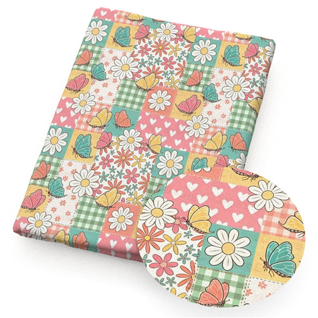 Flowers and Butterflies Printed Faux Leather FeeFiFauxLeather