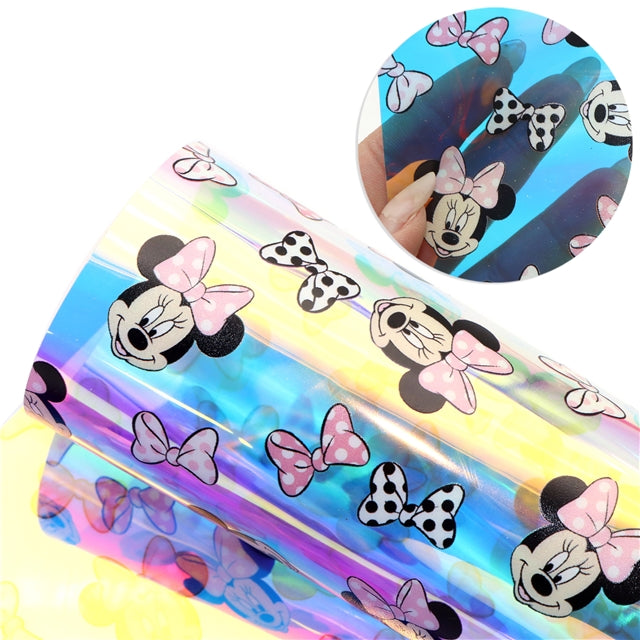 Mouse Holographic Printed Faux Leather Print Sheet