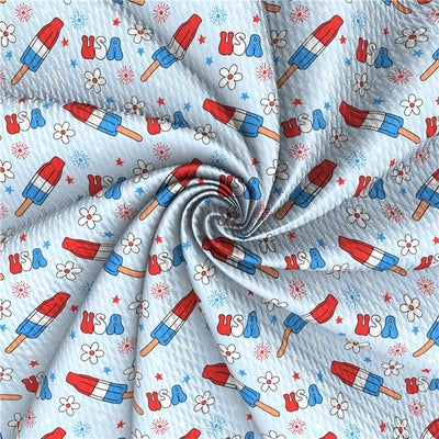 Popsicles Red White and Blue July 4th Textured Liverpool/ Bullet Fabric with a textured feel
