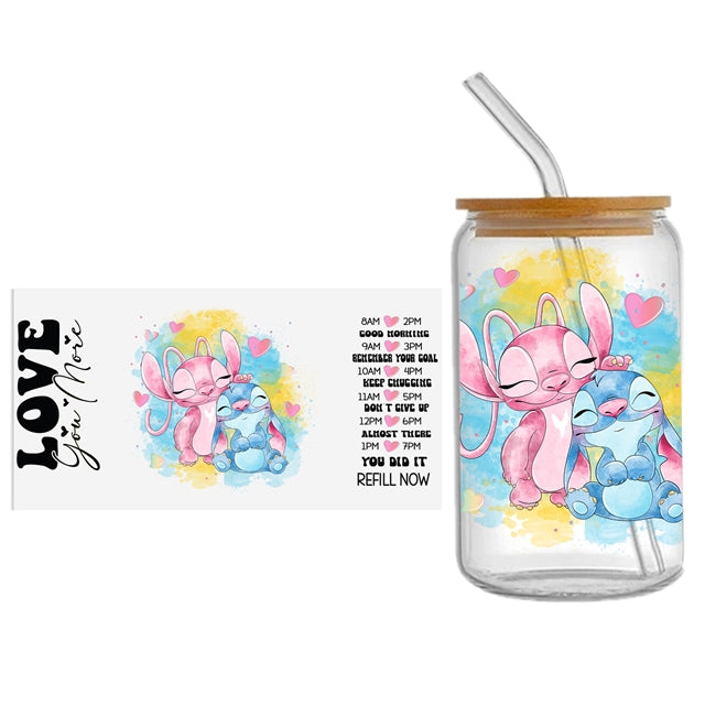 Mouse and friends UV DTF Glass Can Wrap