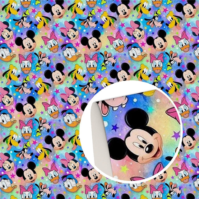 Mouse and Friends Printed Smooth Faux Leather Sheet FeeFiFauxLeather