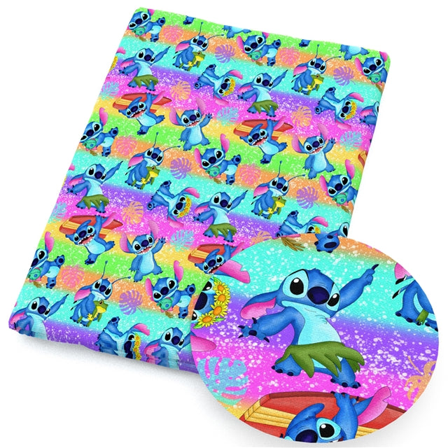 Blue Alien Printed Faux Leather Sheet FeeFiFauxLeather