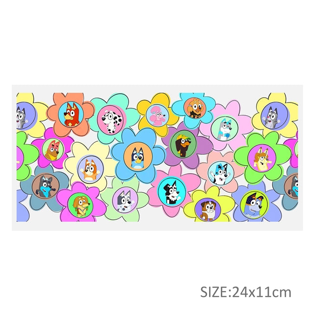 Blue Dog UV DTF Cup Wrap – Decorative Wrap Design for Tumblers & Cups FeeFiFauxLeather