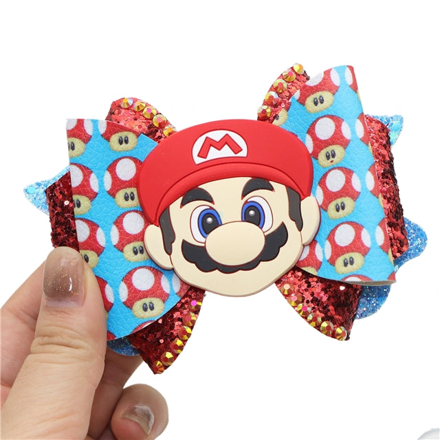 Super Mario Printed Faux Leather Pre-Cut Bow Includes Centerpiece