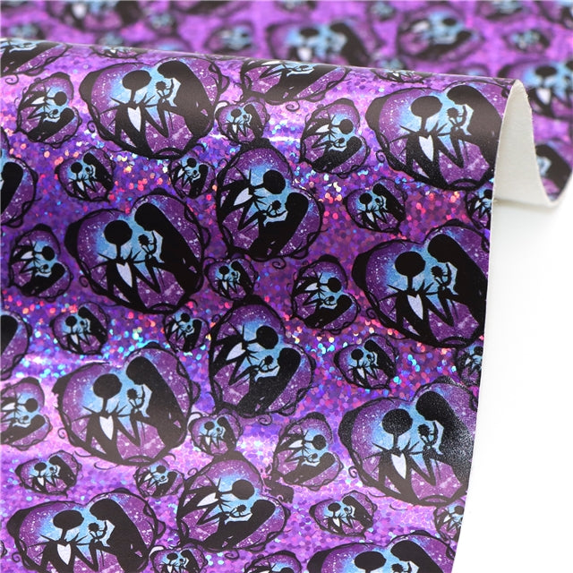 Nightmare Before Christmas Holographic Printed Faux Leather Print Sheet