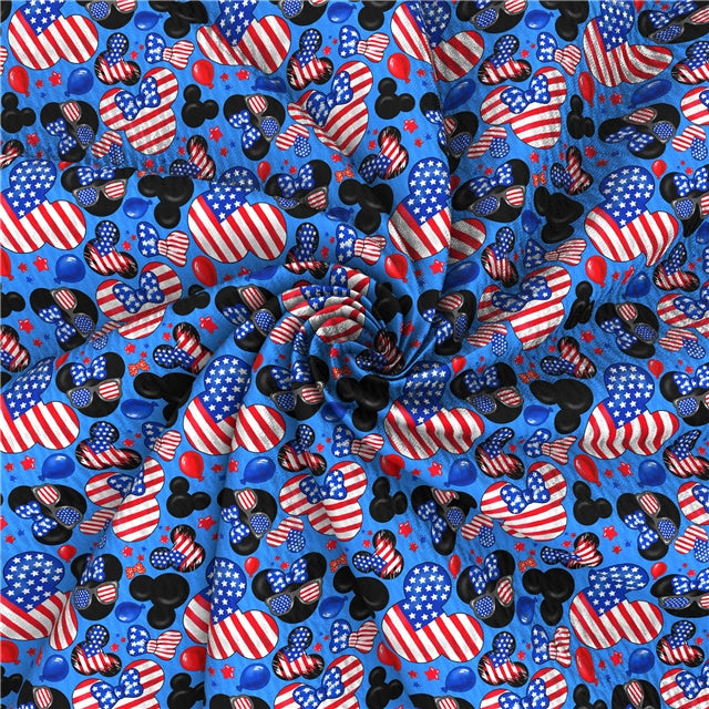 Mouse Red White and Blue July 4th Textured Liverpool/ Bullet Fabric with a textured feel