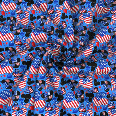 Mickey and Minnie Red White and Blue July 4th Textured Liverpool/ Bullet Fabric with a textured feel
