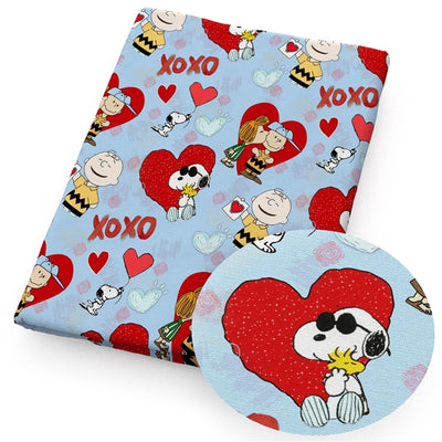 Snoopy Charlie Brown Valentine Textured Liverpool/ Bullet Fabric with a textured feel
