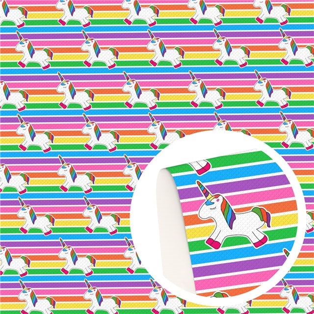 Unicorn Rainbow Glitter Printed Faux Leather Sheet