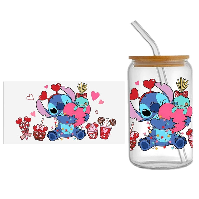 Blue Alien Valentine UV DTF Cup Wrap – Easy Cup Wrap for Tumblers & Projects FeeFiFauxLeather