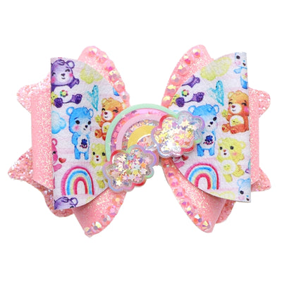 Care Bear Printed Faux Leather Pre-Cut Bow Includes Centerpiece