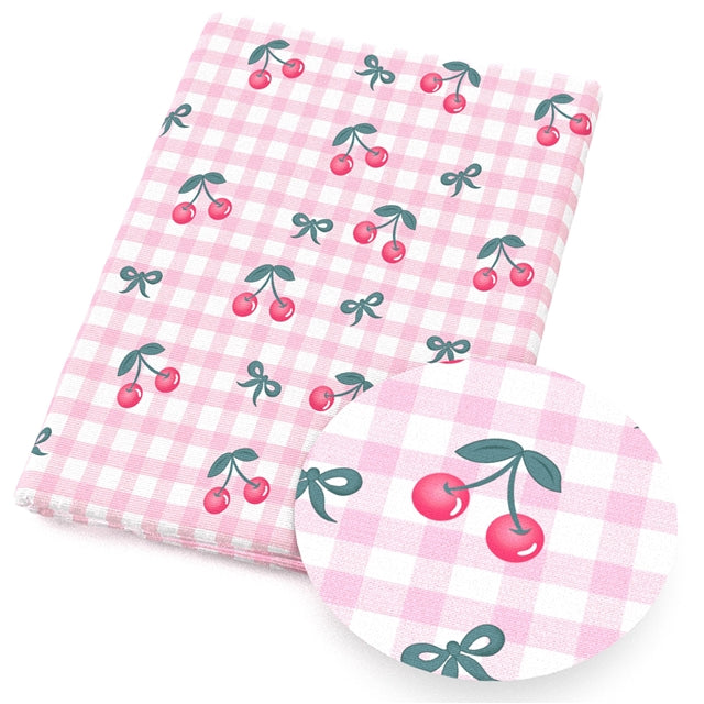 Cherry Printed Faux Leather Sheet FeeFiFauxLeather