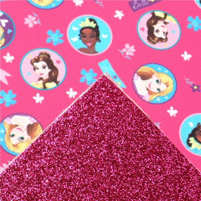 Princesses Glitter Double Pattern Faux Leather Sheet FeeFiFauxLeather