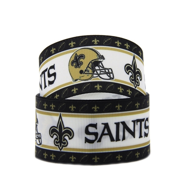 Saints 1 Yard Printed Grosgrain Ribbon 1 1/2 inch wide FeeFiFauxLeather