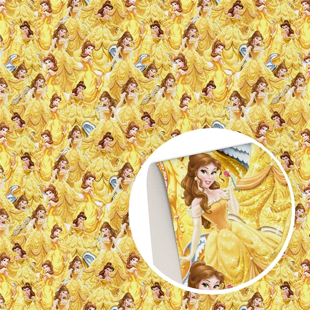 Princess Belle Print Smooth Faux Leather Sheet FeeFiFauxLeather