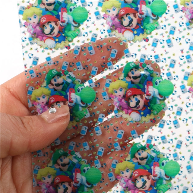 Mario Bros Printed Faux Leather Sheet FeeFiFauxLeather