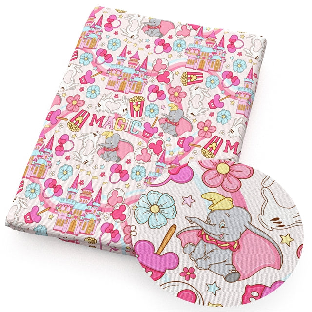 Dumbo Printed Faux Leather Sheet Litchi has a pebble like feel with bright colors