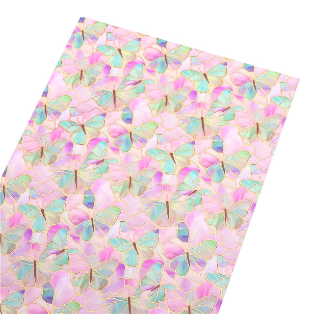 Butterfly Gold Foil Printed Faux Leather Sheet FeeFiFauxLeather