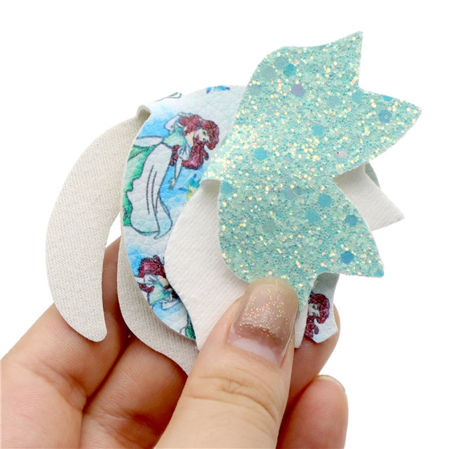 Princess Printed Faux Leather Pre-Cut Bow Clip Includes Centerpiece FeeFiFauxLeather