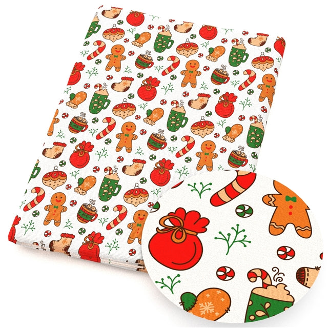 Christmas Pattern Printed Fabric FeeFiFauxLeather