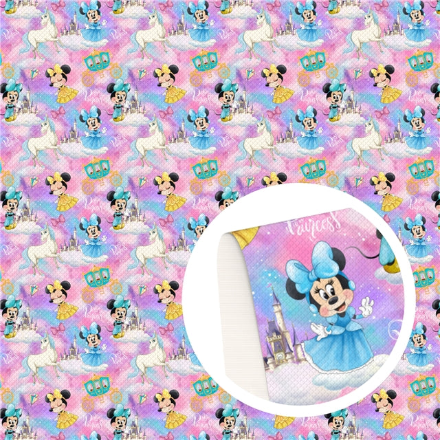 Mouse Unicorn Litchi Printed Faux Leather Sheet Litchi has a pebble like feel with bright colors