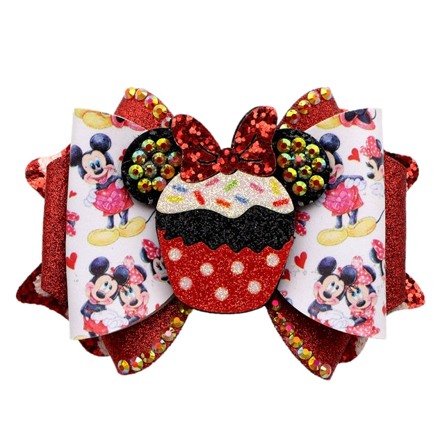 Mouse Printed Faux Leather Pre-Cut Bow