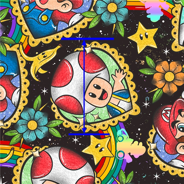 Super Mario Printed Faux Leather Sheet FeeFiFauxLeather