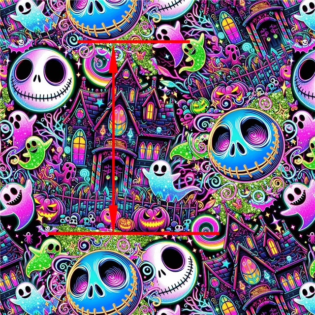 Nightmare Before Christmas Halloween Printed Textured Liverpool/ Bullet Fabric