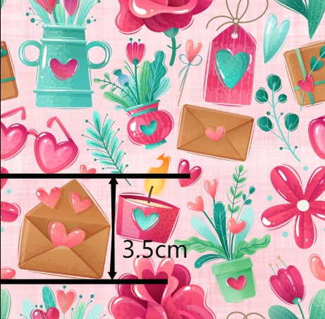 Hearts Design Valentine Printed Fabric FeeFiFauxLeather