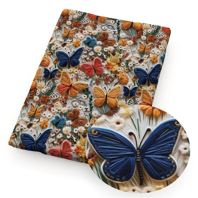Fall Butterflies Smooth Printed Faux Leather Sheet
