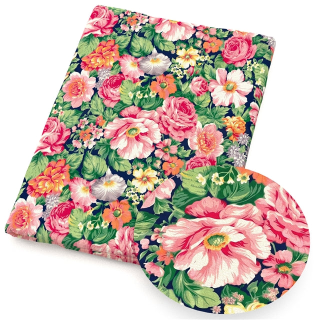 Flowers Printed Faux Leather Sheet FeeFiFauxLeather