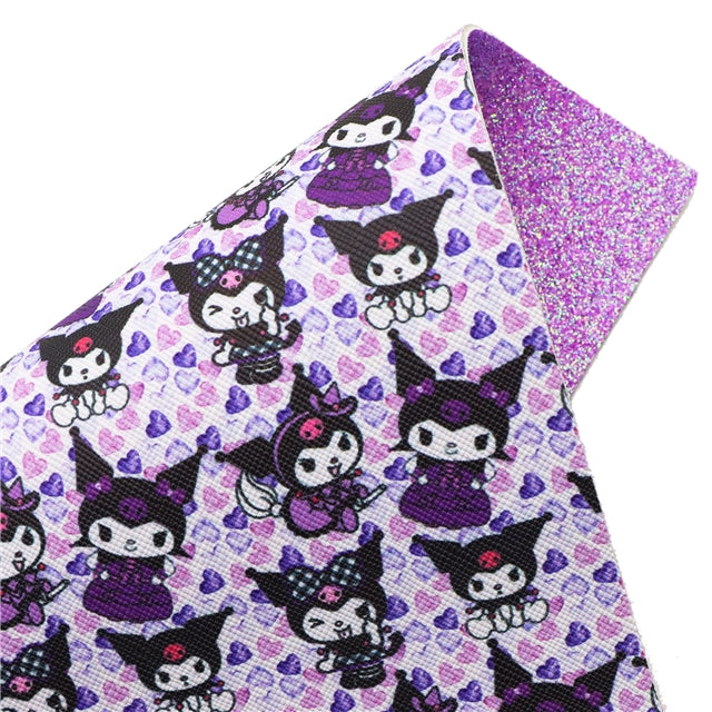 Cat Glitter Double Sided Pattern Faux Leather Sheet