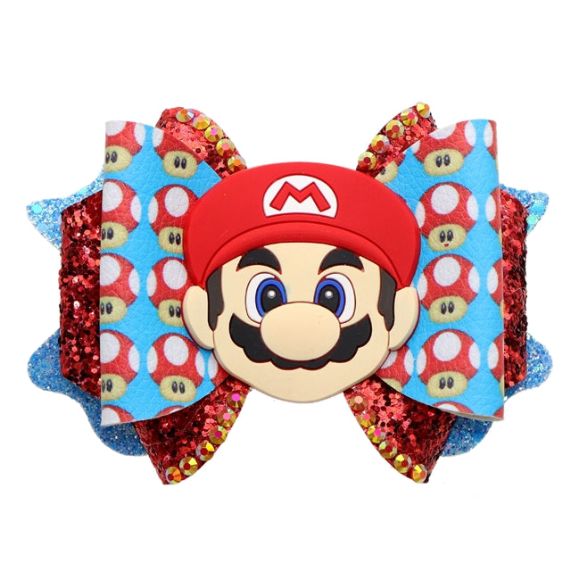 Super Mario Printed Faux Leather Pre-Cut Bow Includes Centerpiece