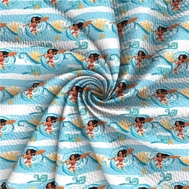 Moana Ocean Princess Textured Liverpool/ Bullet Fabric with a textured feel