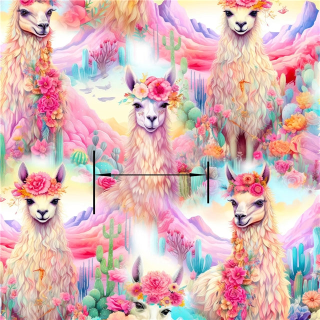 Llama Flowers Printed Faux Leather Sheet FeeFiFauxLeather