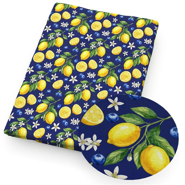 Lemon Printed Faux Leather Sheet FeeFiFauxLeather