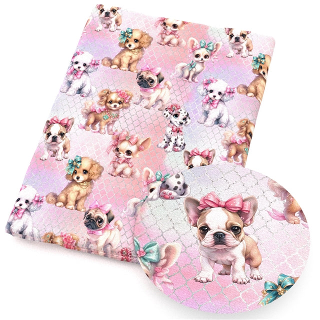 Dogs Printed Smooth Faux Leather Sheet FeeFiFauxLeather