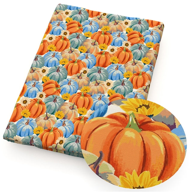 Fall Pumpkin Faux Leather Sheet – Cartoon Character Smooth Material for DIY Accessories FeeFiFauxLeather
