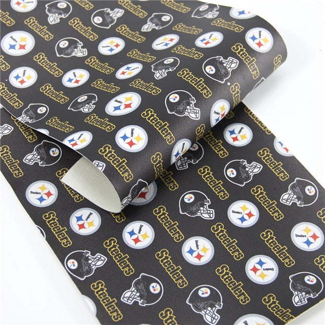 Steelers Football Printed Litchi Faux Leather Sheet